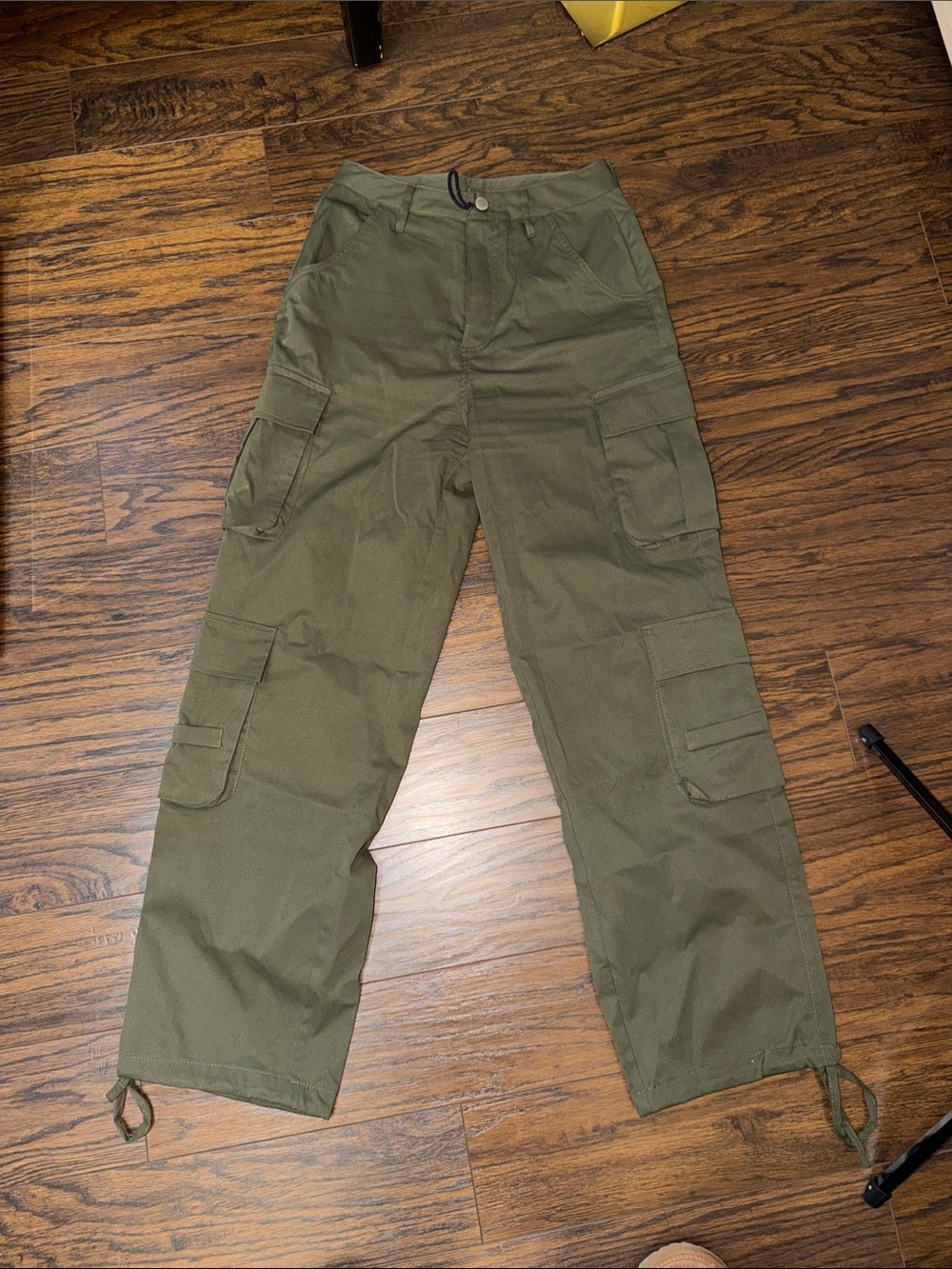 Olive Utility Cargo Pants with Drawstring Ankles